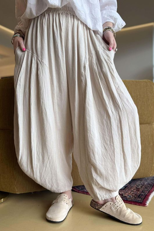 Noa Linen Blend Sia Barrel Trouser Vanilla